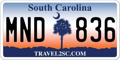 SC license plate MND836