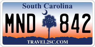 SC license plate MND842