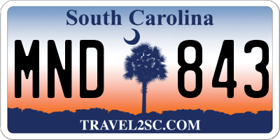 SC license plate MND843