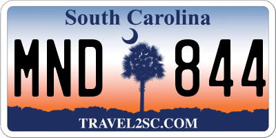 SC license plate MND844