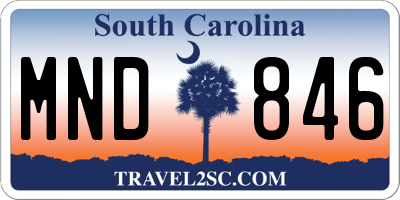 SC license plate MND846