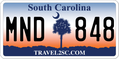 SC license plate MND848