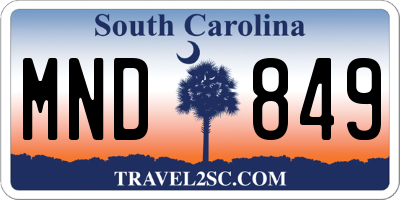 SC license plate MND849