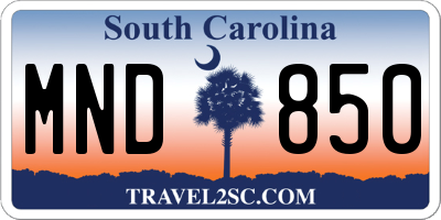 SC license plate MND850