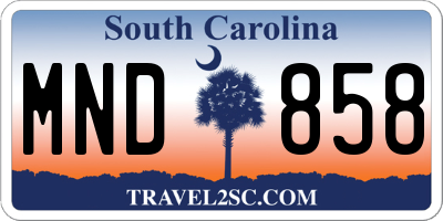 SC license plate MND858