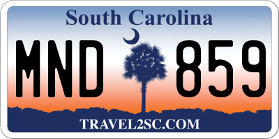 SC license plate MND859