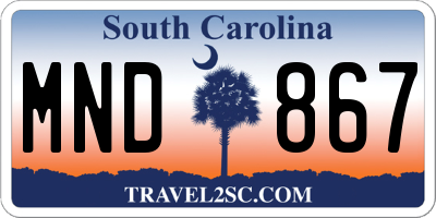 SC license plate MND867
