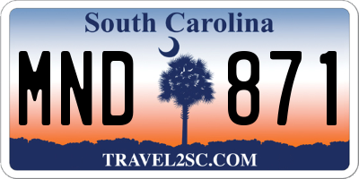 SC license plate MND871