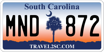 SC license plate MND872