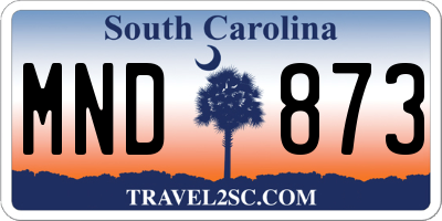 SC license plate MND873