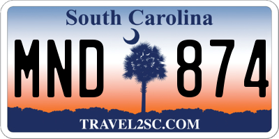 SC license plate MND874