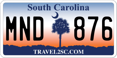 SC license plate MND876