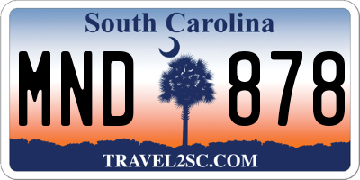 SC license plate MND878