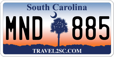 SC license plate MND885