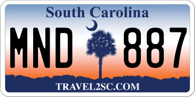 SC license plate MND887