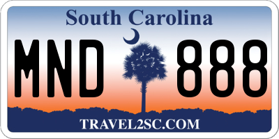 SC license plate MND888