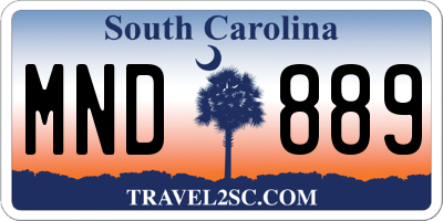 SC license plate MND889