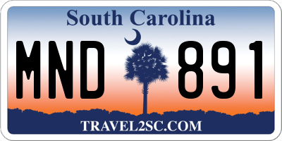 SC license plate MND891
