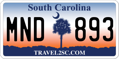 SC license plate MND893