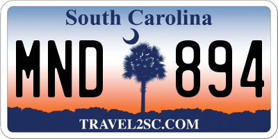 SC license plate MND894