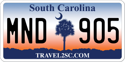 SC license plate MND905
