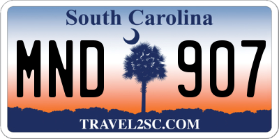 SC license plate MND907