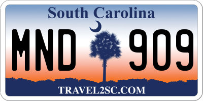 SC license plate MND909