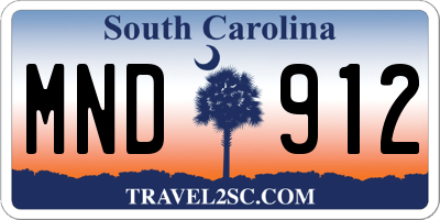 SC license plate MND912
