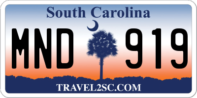 SC license plate MND919