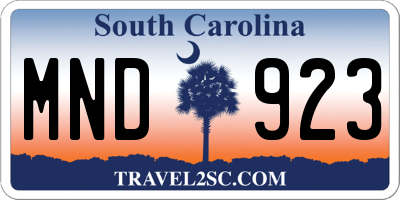 SC license plate MND923