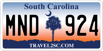 SC license plate MND924