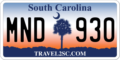 SC license plate MND930