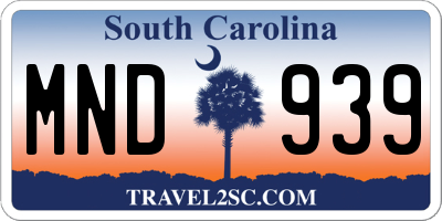 SC license plate MND939