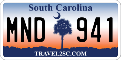 SC license plate MND941