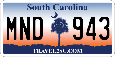 SC license plate MND943