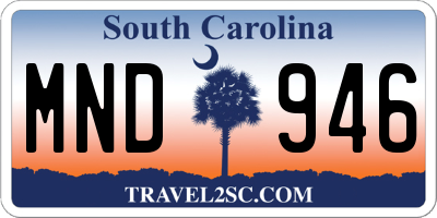 SC license plate MND946