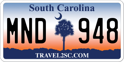 SC license plate MND948