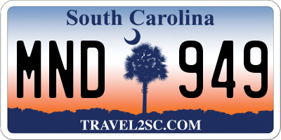 SC license plate MND949