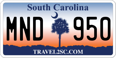 SC license plate MND950