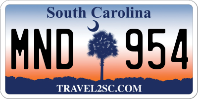 SC license plate MND954