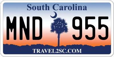 SC license plate MND955
