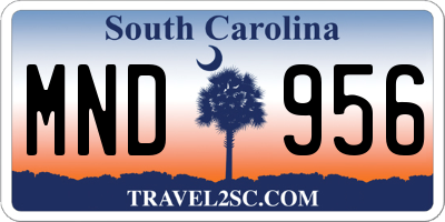 SC license plate MND956