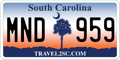 SC license plate MND959