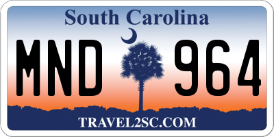 SC license plate MND964