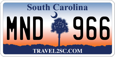 SC license plate MND966