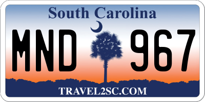 SC license plate MND967
