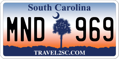 SC license plate MND969
