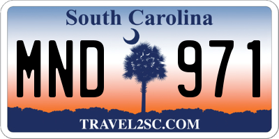 SC license plate MND971
