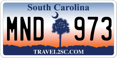 SC license plate MND973