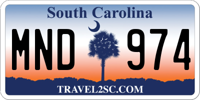 SC license plate MND974
